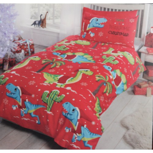 Christmas Dinosaur Duvet Cover Single